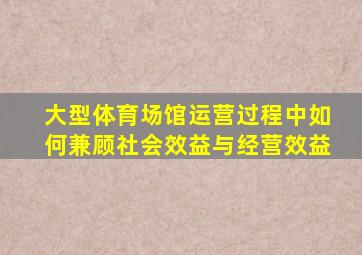 大型体育场馆运营过程中如何兼顾社会效益与经营效益