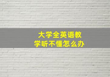 大学全英语教学听不懂怎么办