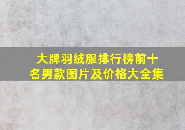 大牌羽绒服排行榜前十名男款图片及价格大全集