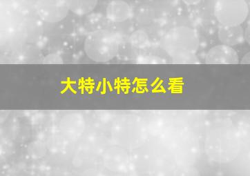 大特小特怎么看