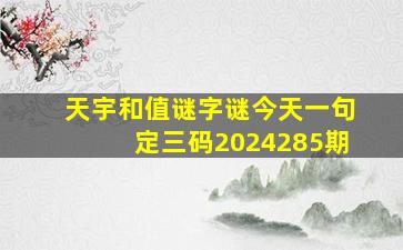 天宇和值谜字谜今天一句定三码2024285期