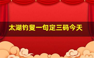 太湖钓叟一句定三码今天