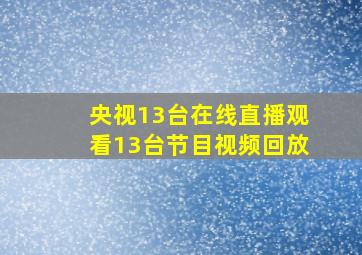 央视13台在线直播观看13台节目视频回放