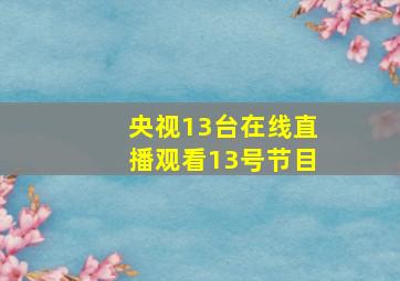 央视13台在线直播观看13号节目