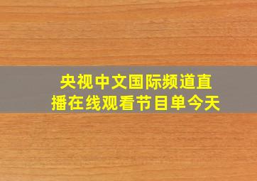 央视中文国际频道直播在线观看节目单今天