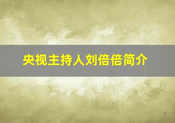 央视主持人刘倍倍简介