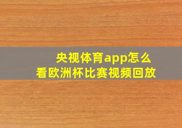 央视体育app怎么看欧洲杯比赛视频回放