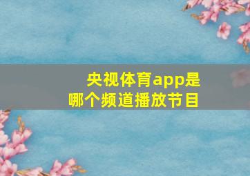 央视体育app是哪个频道播放节目