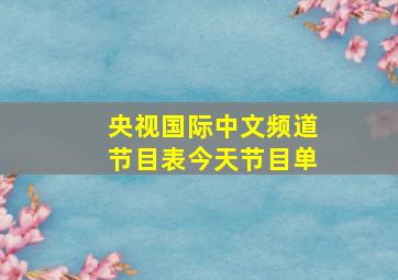 央视国际中文频道节目表今天节目单