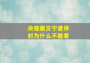 央视撒贝宁遭停封为什么不能看