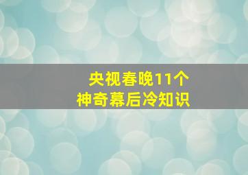 央视春晚11个神奇幕后冷知识