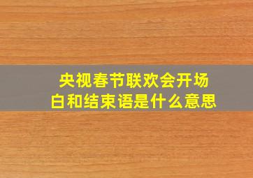 央视春节联欢会开场白和结束语是什么意思