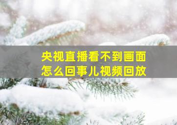 央视直播看不到画面怎么回事儿视频回放