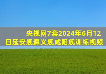 央视网7套2024年6月12日延安舰遵义舰咸阳舰训练视频