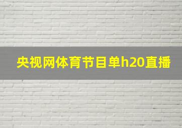 央视网体育节目单h20直播