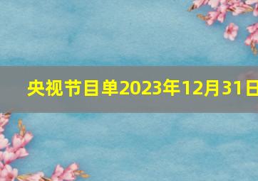 央视节目单2023年12月31日