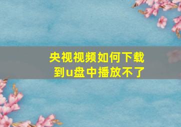 央视视频如何下载到u盘中播放不了