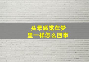 头晕感觉在梦里一样怎么回事