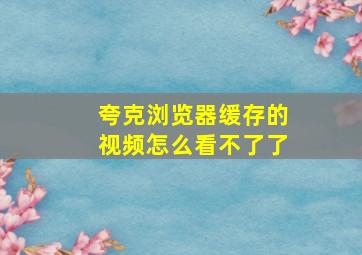 夸克浏览器缓存的视频怎么看不了了