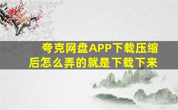 夸克网盘APP下载压缩后怎么弄的就是下载下来