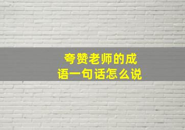 夸赞老师的成语一句话怎么说