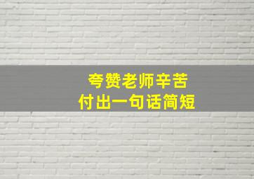 夸赞老师辛苦付出一句话简短