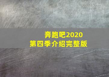 奔跑吧2020第四季介绍完整版