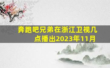 奔跑吧兄弟在浙江卫视几点播出2023年11月