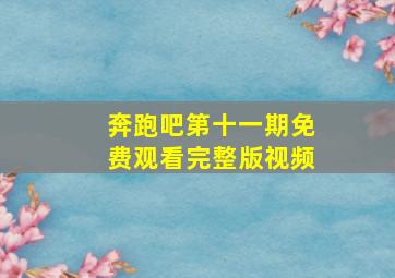 奔跑吧第十一期免费观看完整版视频