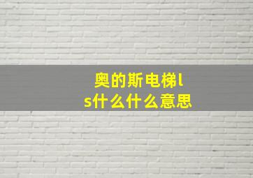 奥的斯电梯ls什么什么意思