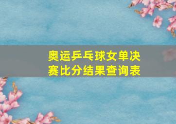 奥运乒乓球女单决赛比分结果查询表