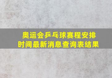 奥运会乒乓球赛程安排时间最新消息查询表结果