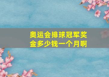 奥运会排球冠军奖金多少钱一个月啊