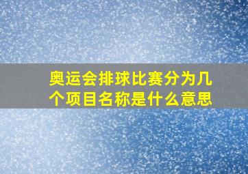 奥运会排球比赛分为几个项目名称是什么意思