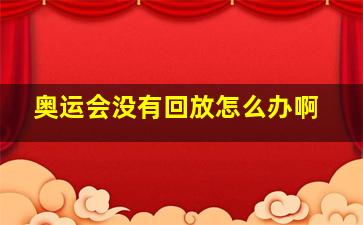 奥运会没有回放怎么办啊