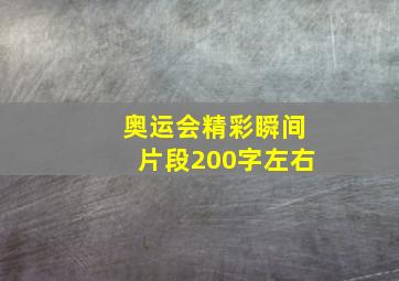 奥运会精彩瞬间片段200字左右