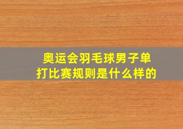 奥运会羽毛球男子单打比赛规则是什么样的