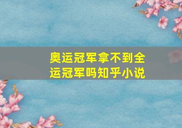 奥运冠军拿不到全运冠军吗知乎小说