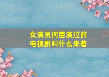 女演员何苗演过的电视剧叫什么来着