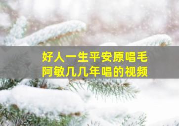 好人一生平安原唱毛阿敏几几年唱的视频