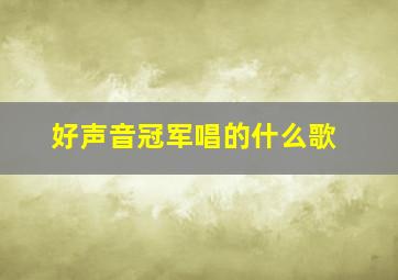 好声音冠军唱的什么歌