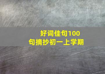 好词佳句100句摘抄初一上学期