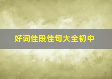 好词佳段佳句大全初中