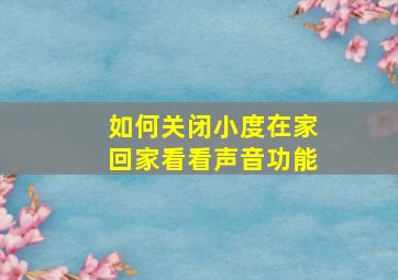 如何关闭小度在家回家看看声音功能