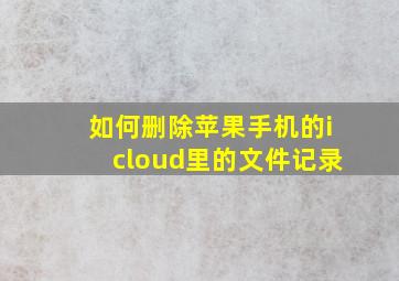 如何删除苹果手机的icloud里的文件记录