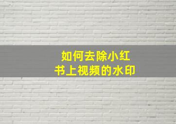 如何去除小红书上视频的水印