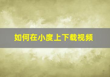 如何在小度上下载视频