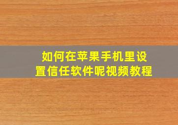 如何在苹果手机里设置信任软件呢视频教程