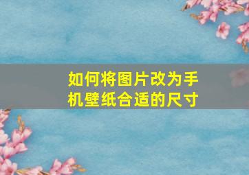 如何将图片改为手机壁纸合适的尺寸