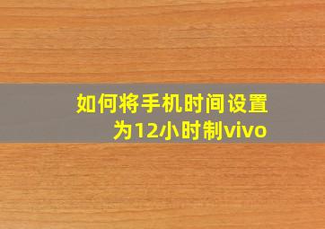 如何将手机时间设置为12小时制vivo